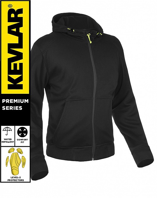 Lady Barricade Plain Black Kevlar 17092:2020 Waterproof Mc Hoodie