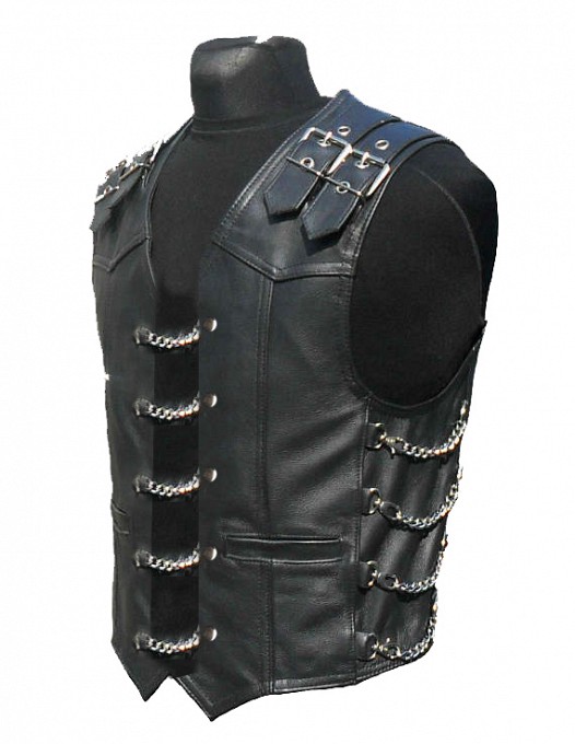 Retro Rider Biker Leathervest Skinnväst